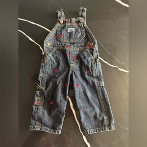 OshKosh B'gosh Kids Denim‎ Overalls - Blue with Red Train Embroidery
